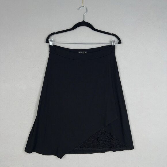Eileen Fisher Skirt Womens XS Black Mesh Overlay Minimal Quiet Luxury Resort - Picture 1 of 14